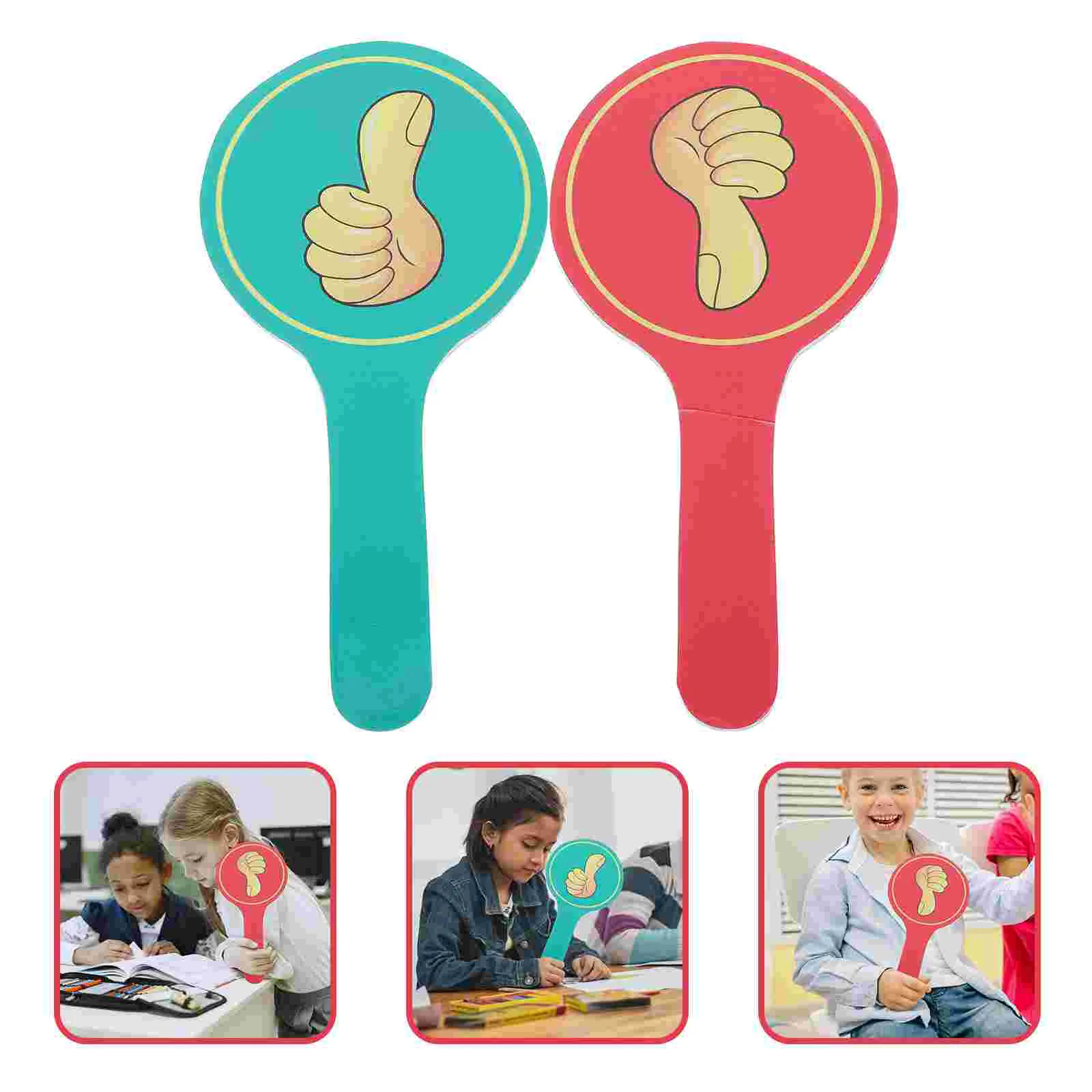 2 Pcs Hand Holding Score Board Classroom Answer Paddles Thumbs up down Voting Teacher Tools Number Judging