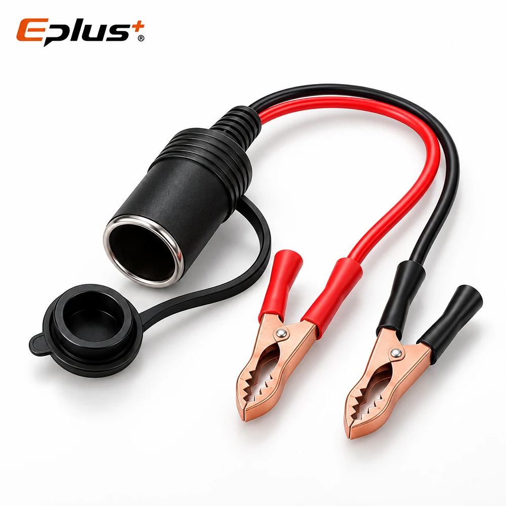 12-18AWG 12V 24V Car Battery To Cigarette Lighter Female Connector Wire Copper Alligator Clip Optional 40-100CM