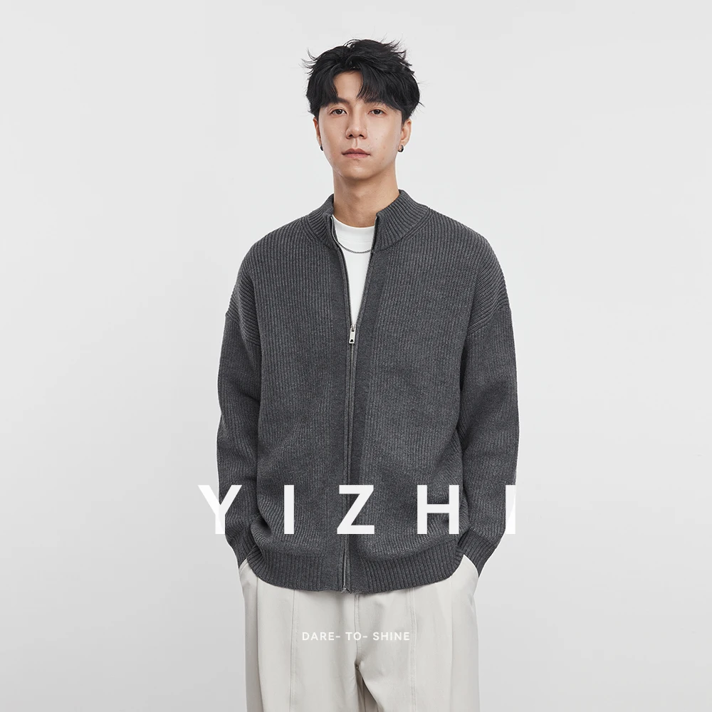 Fashion Men's Half Turtleneck Cardigan Sweater 2025 Spring and Autumn Japanese Style Trendy Jacket Men's Casual Tops