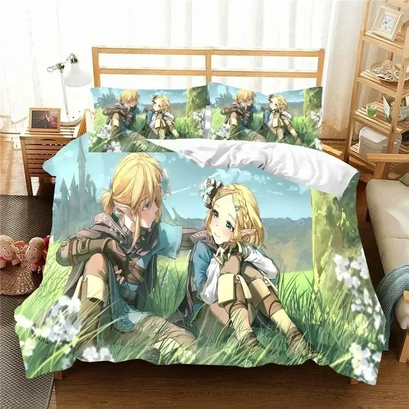 Z-Zelda Pattern Quilt Cover Pillowcase Bedding Two or Three Piece Set Multi Size Comforter Set Duvet Cover Bedding Sets