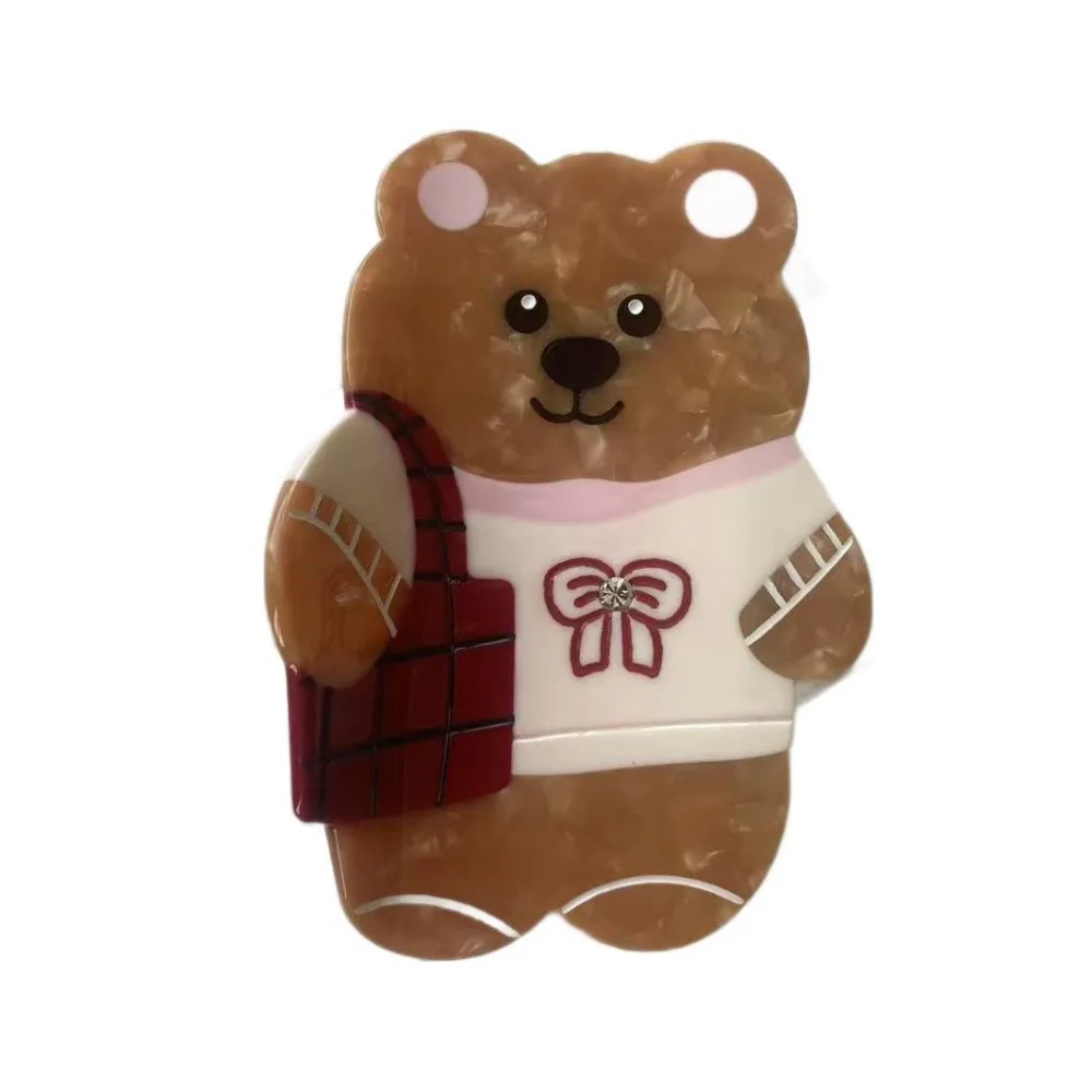 

Fashion Korean Style Cartoon Bear Shark Clip Acetic Acid Bow Cute Hair Carb Clip Kawaii Creative Small Hair Claw Girls