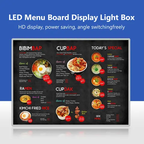A2 A3 A4 Coffee Menu Poster Display Stander Frame LED Light Advertising Box Slim Clip Frame For Restaurant Shop Billboard Cafe