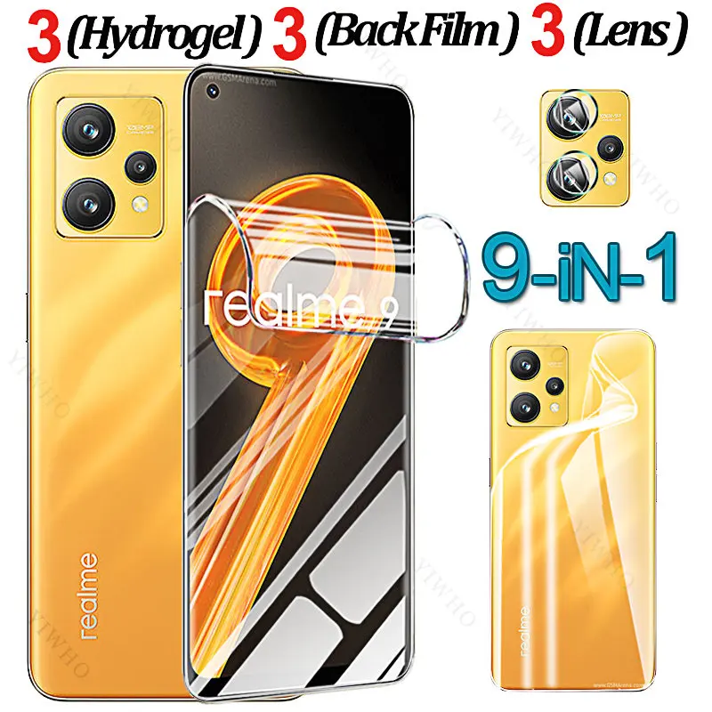 Transparent Screen Protectors Hydrogel Film for Realme 9 Camera Lens for Realme 9 6.4