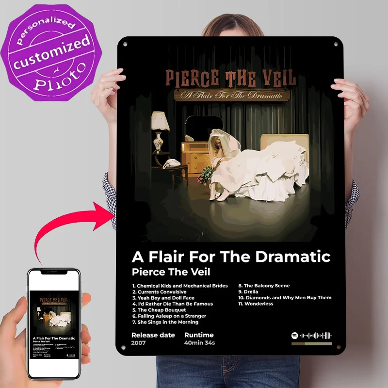 Pierce The Veil - Album Cover 3D Printed Texture Poster Personalized Wall Art Retro Metal Tin Signs for Luxury Decoration Home