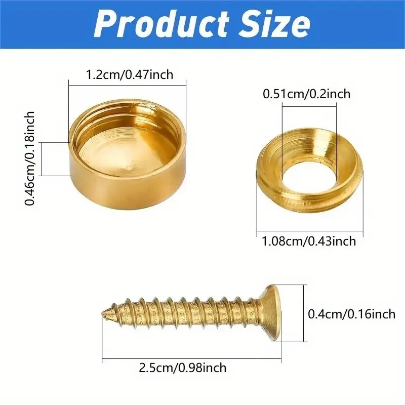 Washer Fasteners Furniture Hardware 16 Sets Sign/Advertising Nails Decorative Mirror Screw Cap Nails Screw Covers W/screw