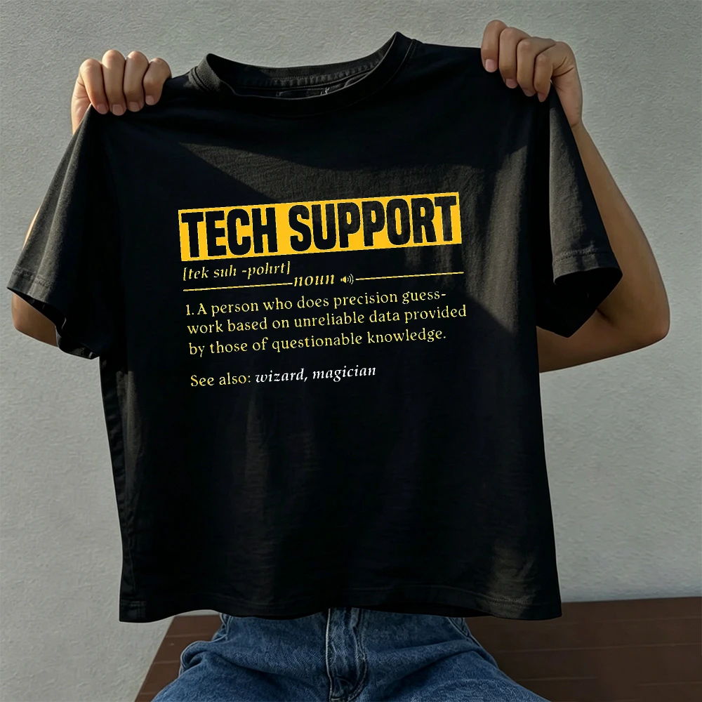 Tech Support Dictionary Definition Slogan Print Short Sleeve Casual Tops Gift for IT Technician Computer Geek Clothes