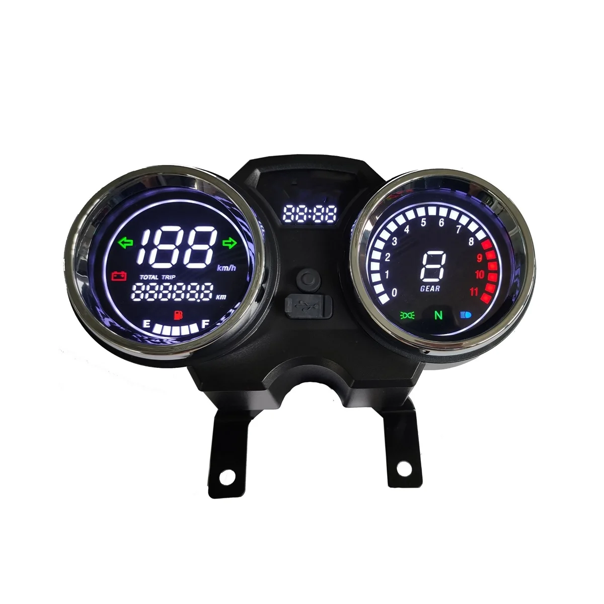 

Motorcycle LED Speedometer with USB Charging Meter for Suzuki GN125-F HJ125-8E HJ150-3A EN125 GSX125 QS125