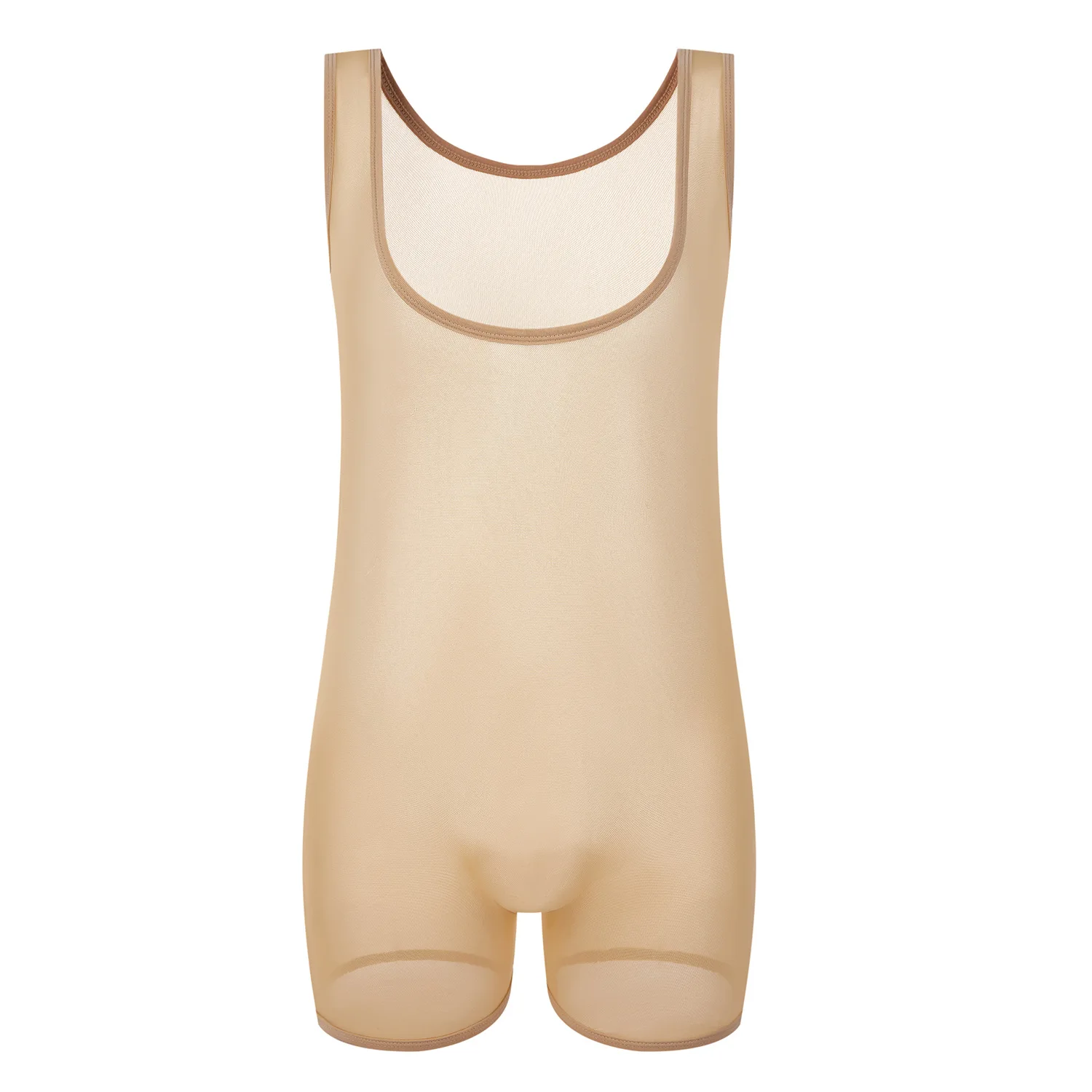 Men Shapewear Underwear Bodysuit Sheer Fabric Sleepwear Nightdress Pajamas Transparent Ultra-thin Mesh Good Breathability Gays