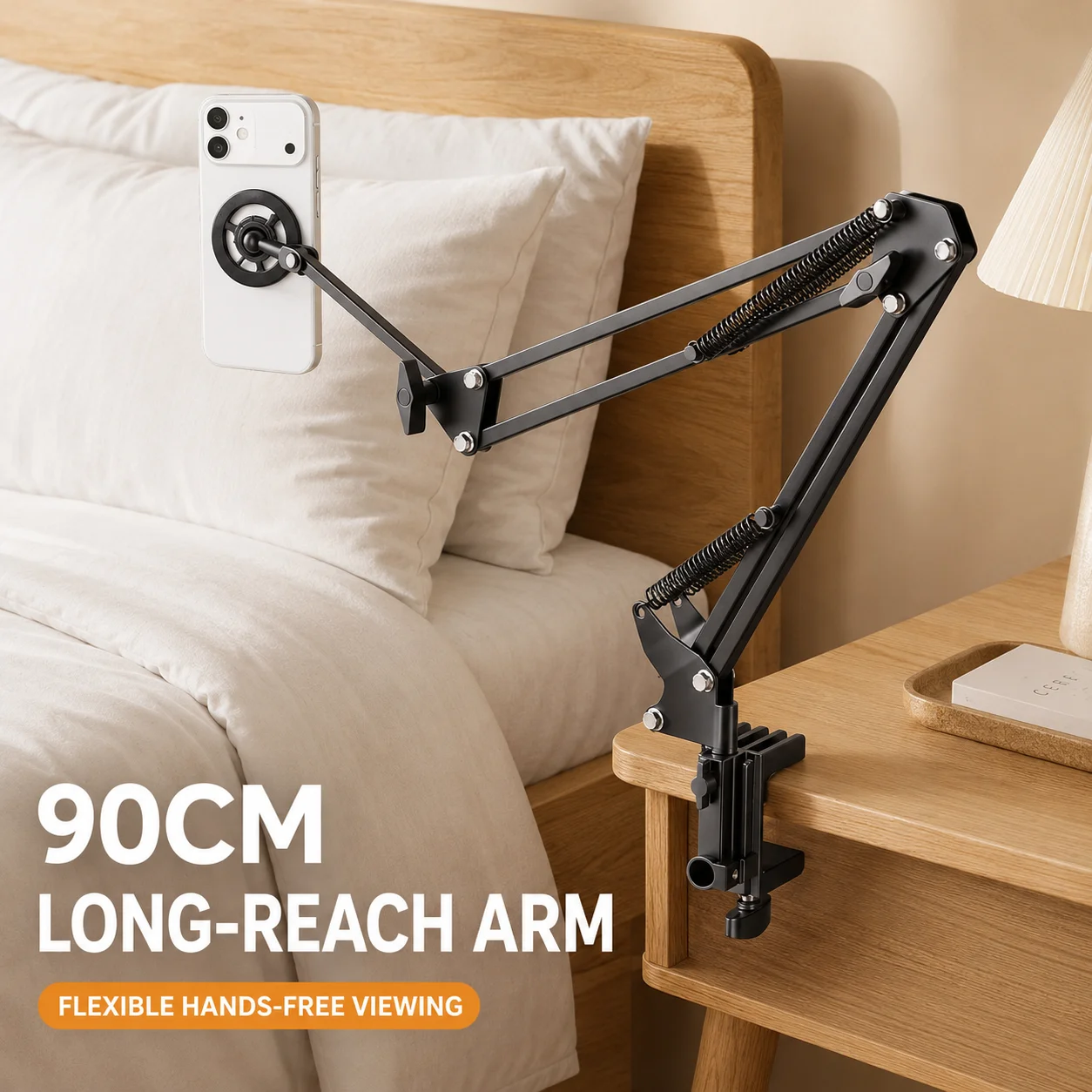 Aluminum Alloy Magnetic Phone Holder, Universal Cantilever Lazy Stand for Bedside Desk and Tablets