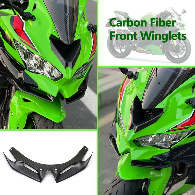 

Carbon Fiber Motorcycle Front Fairing Winglets Aerodynamic Wing Shell Cover Protection Guards Fit For ZX-4R ZX-4RR ZX-25R