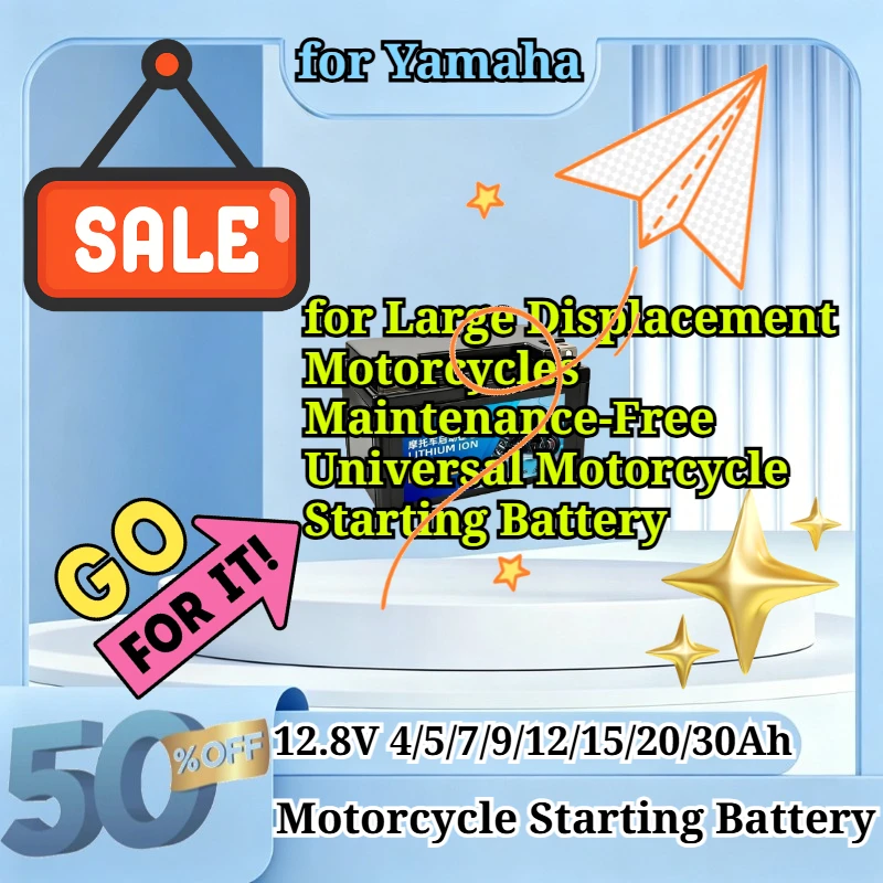 12.8V 4Ah-20Ah LiFePO4 Battery Packs for Large Displacement Motorcycles Maintenance-Free Universal Motorcycle Starting Battery