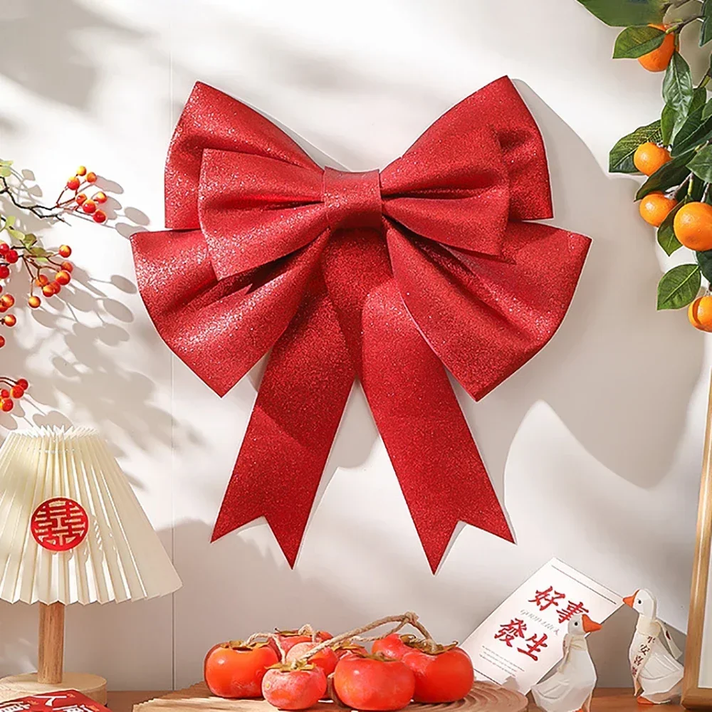 DIY Christmas Big Bow Material Set Xmas Tree Wedding Party Festivity New Year Wall Outdoor Decoration for Home Front Door Decor