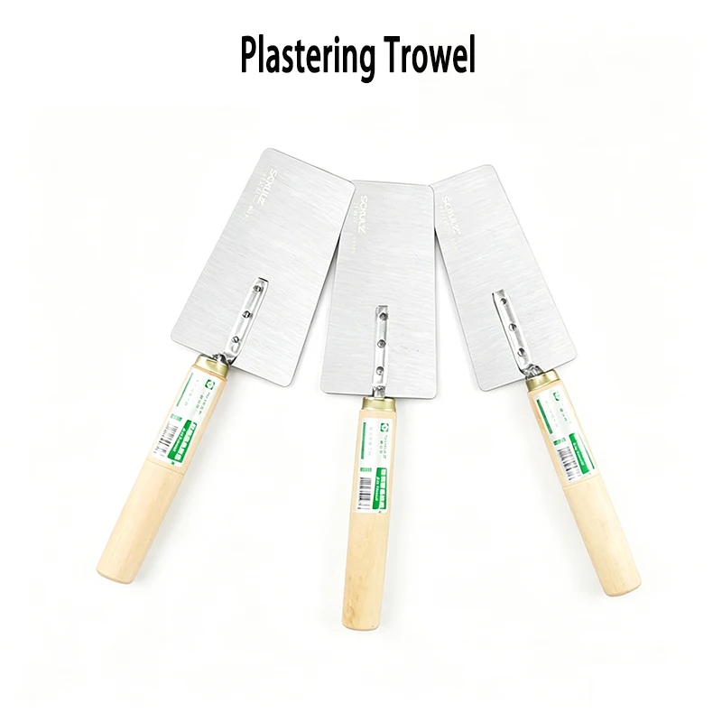 High Manganese Steel Plastering Trowel Flat Head Bricklaying Putty Solid Wood Handle Trowel Wall Brick Plastering Board
