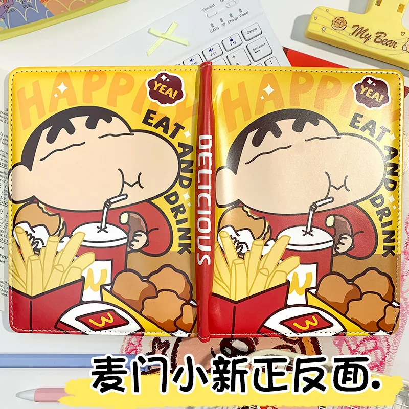 

Блокнот Shin chan с карандашом A5, кожаный блокнот, дневник французского жарки, милый мультяшный справочник, цветная страница, блокнот, подарок для девочки