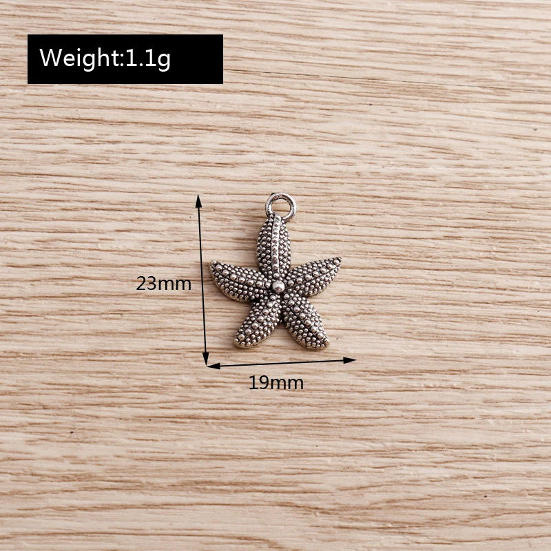 20pcs 19x23mm Antique Silver Color Alloy Starfish Charms Pendants for Jewelry Making Drop Earrings Necklace DIY Crafts Supplies