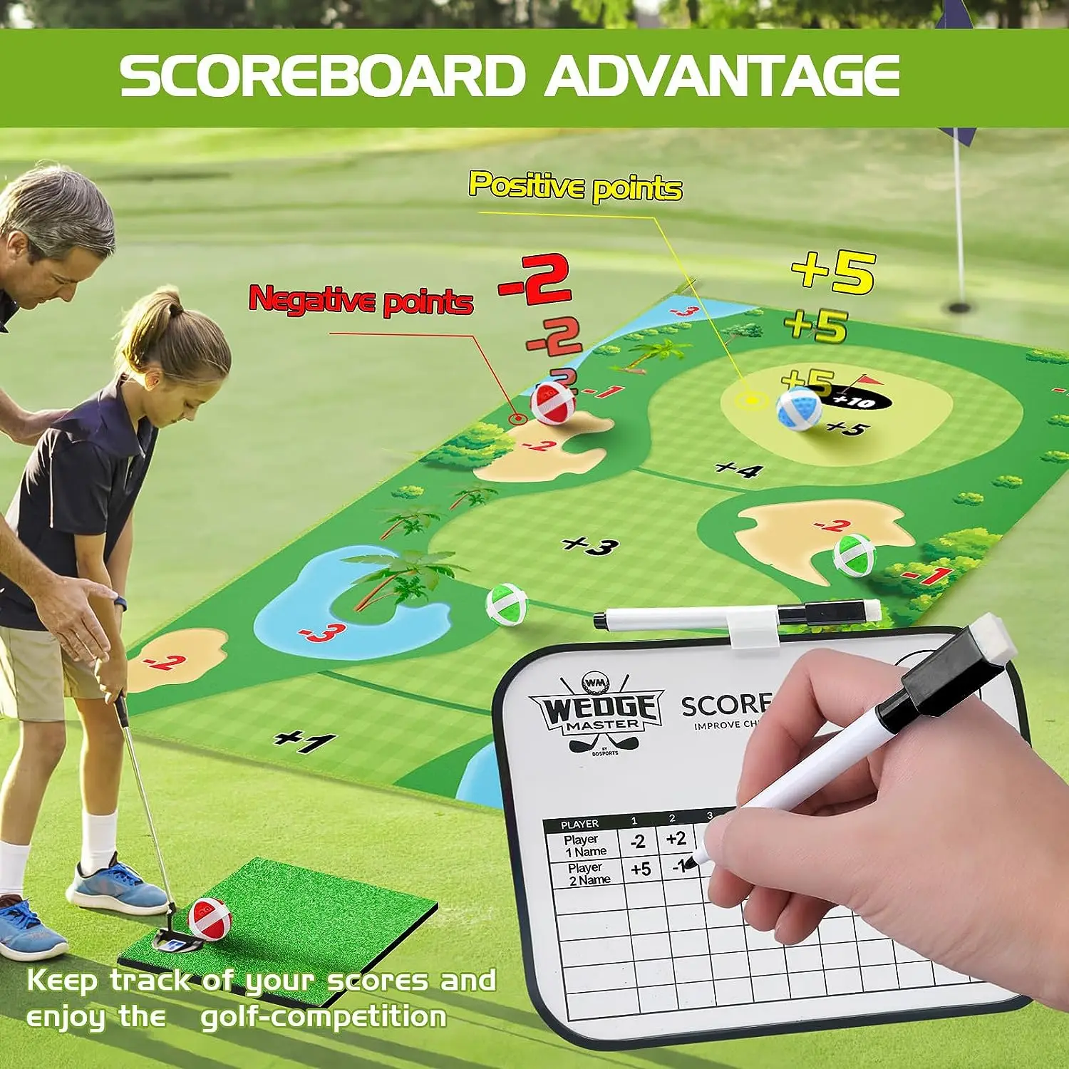 Kids Golf Chipping Game Set Golf Training Aid Battle Royale Golf Fun Practice Mat with Sticky Balls Outdoor Indoor Golf Toys