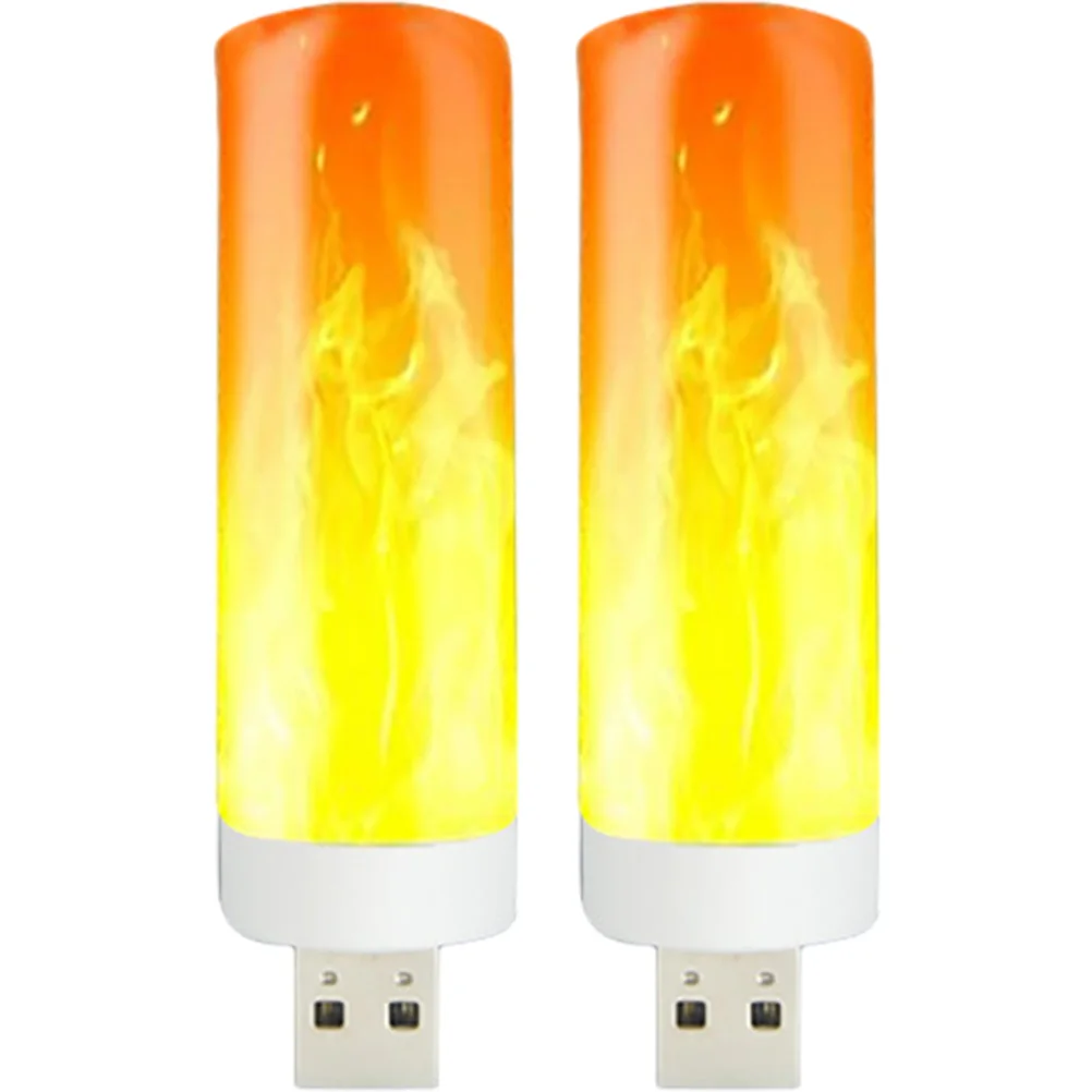 

2pcs Flame LED Night Lights Bedroom Decorative Plastic Lamps Warm Light Study Living Plug In Night Lights Room