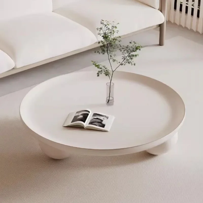 2024 New Round Cream Style Tea Table Living Room Home Nordic Simple Modern Small House Sofa Round Table Entryways Room Furniture