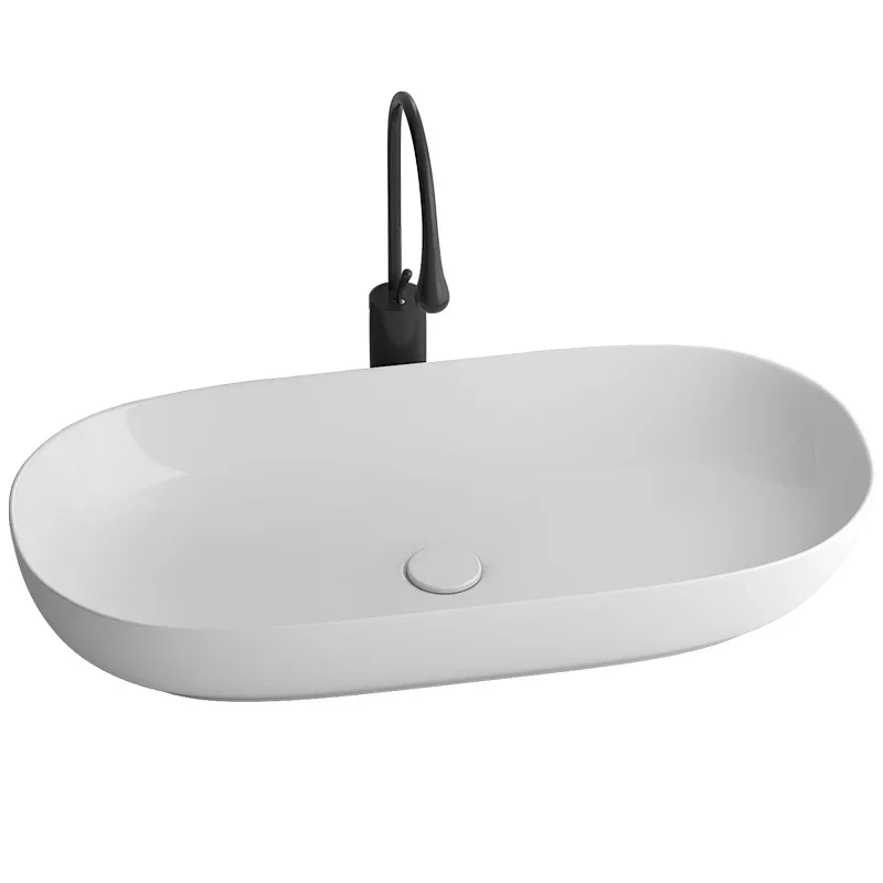 Large size basin on the craft table, washbasin countertop, extended ceramic basin for hand washing