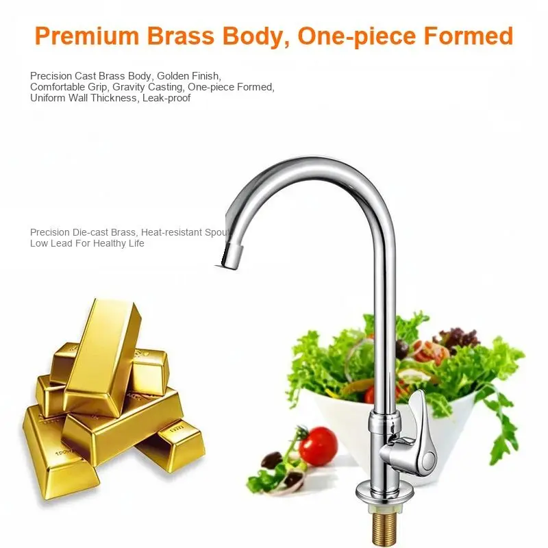 Kitchen Thickened Single Cooling Universal Faucet Vegetable Basin Balcony Splash-proof Elbow Faucet