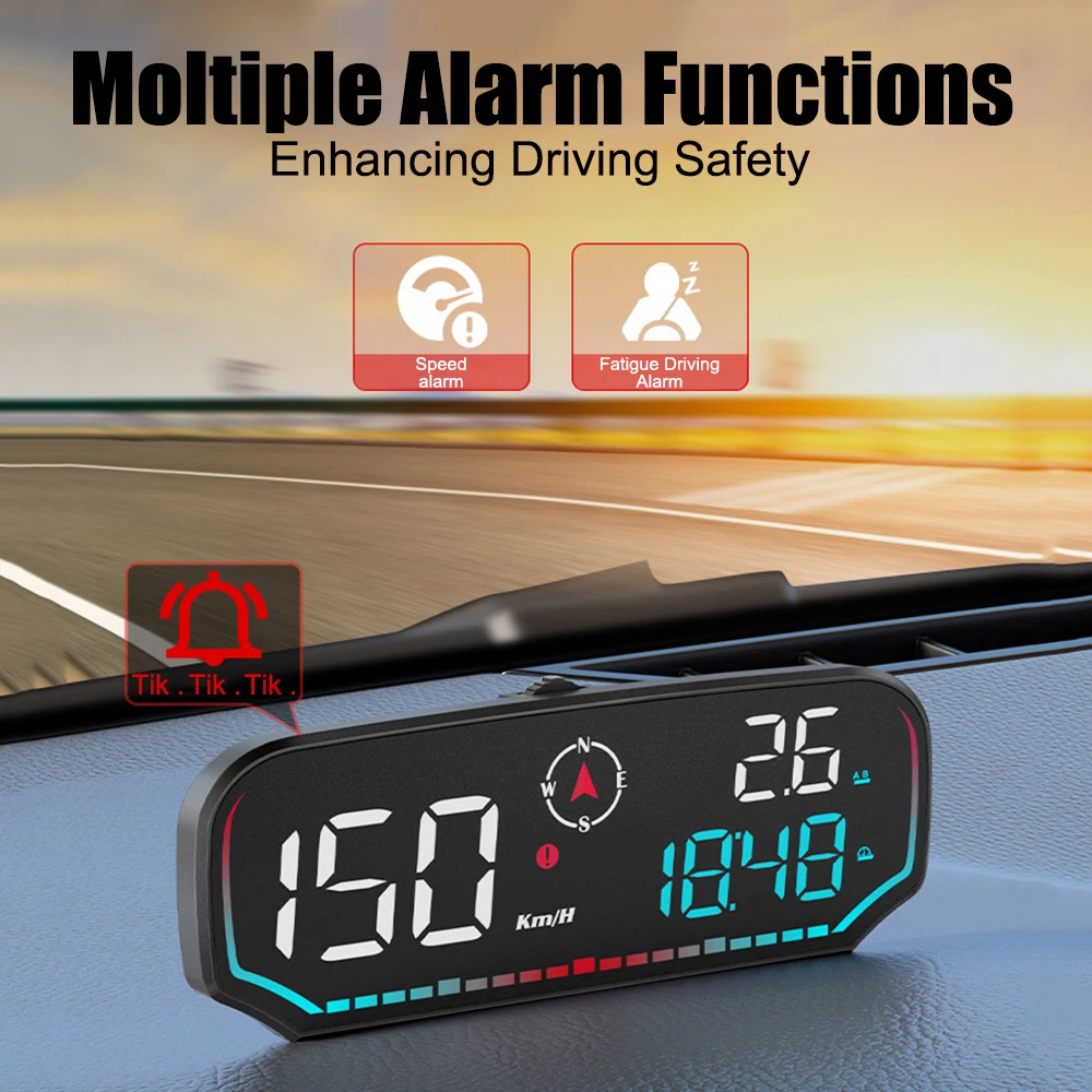 Car Head Up Display Altitude Date Speedometer Universal G14 HUD BeiDou GPS With Multiple Alarm Functions HD Display Screen