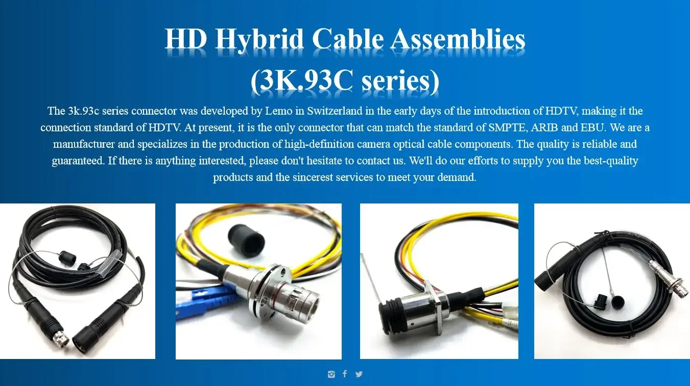 3K 93c  HDTV SMPTE Broadcasting and Camera Hybrid Cable connector Assemblies