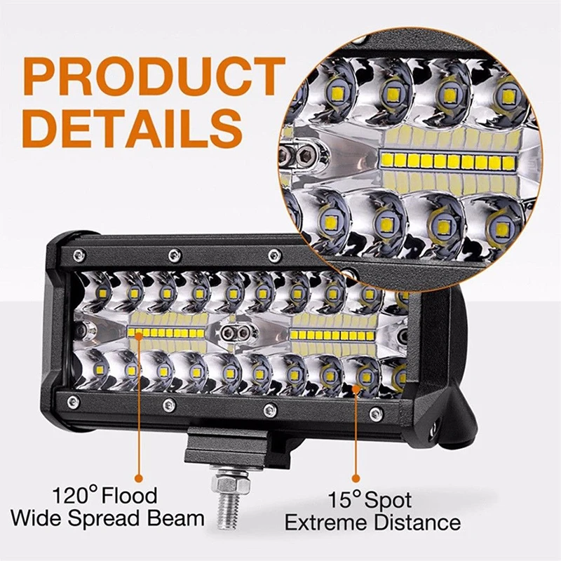 7 inch 120W Car LED Light Bar Offroad 4x4 Spotlights Fog Lamp 12V 24V Headlight Truck Farm Tractor Boat SUV ATV Work Light