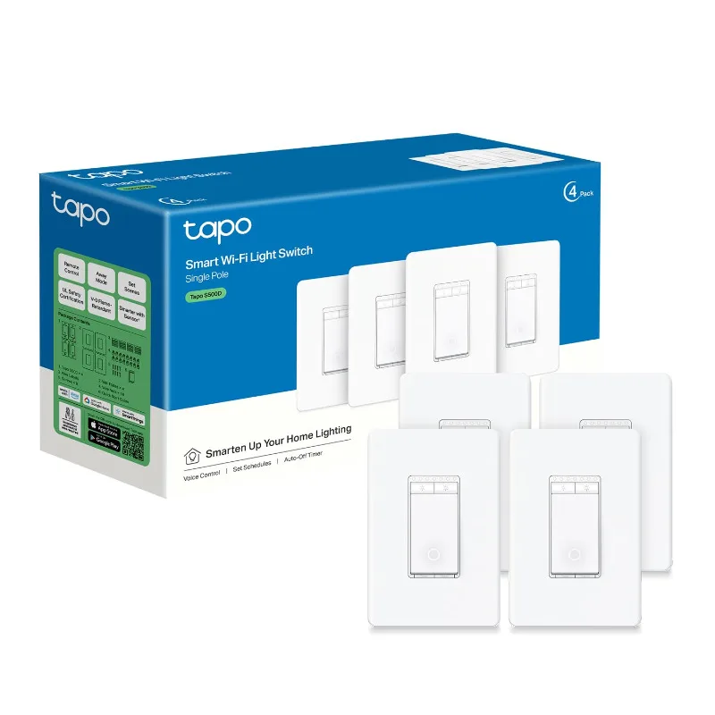 

Интеллектуальный диммер TP-Link Tapo, однополюсный, требуется нейтральный провод, выключатель света Wi-Fi 2,4 ГГц, совместимый с Alexa и Google