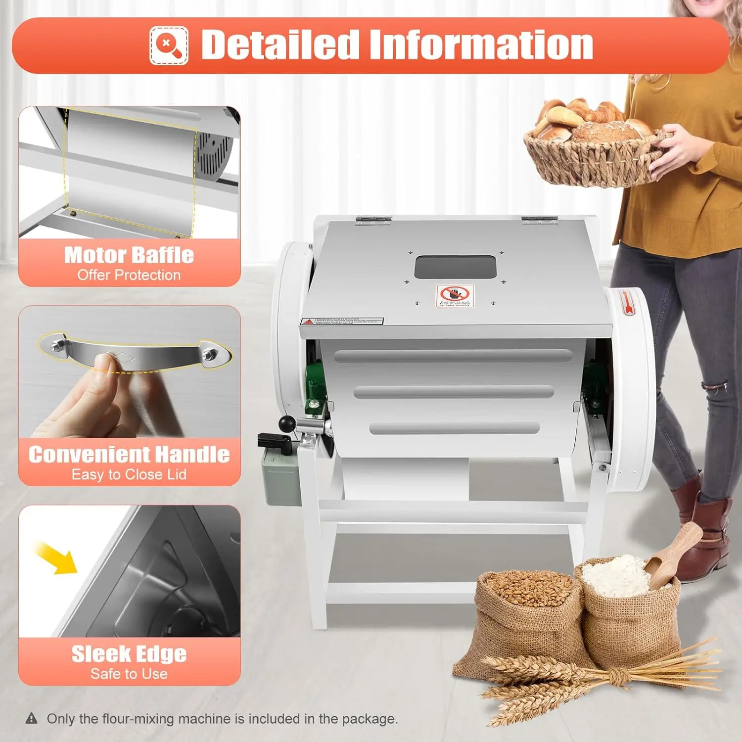 110V1.5KW Electric Dough Stand Mixer Heavy Duty Commercial Food Equipment Mix 110V 60HZ with inverted electric switch Suitable f