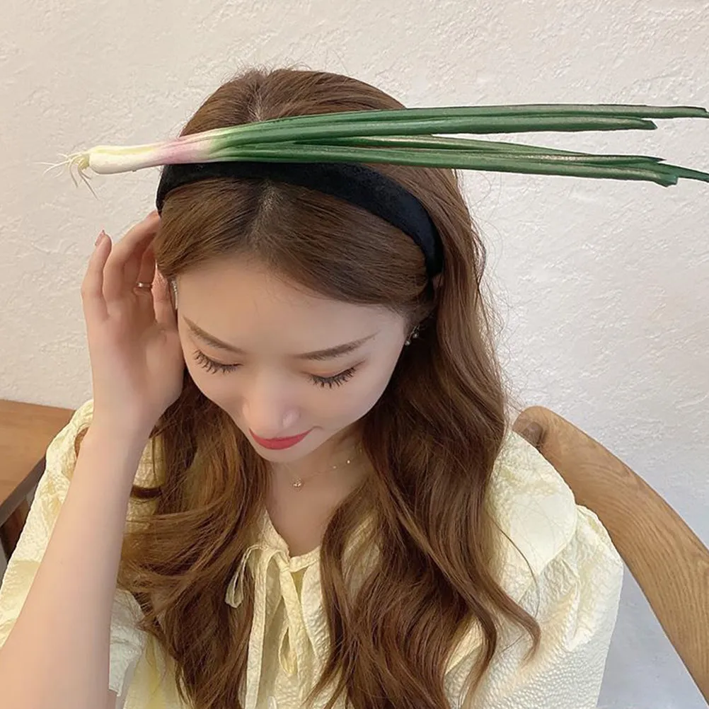 

1Pcs Scallion Headband Beautiful Exquisite Creative Design Polyester Hair Hoop Wash Face Makeup Easy Use Non Slip Home Hair