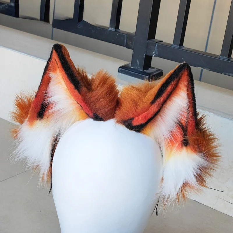 Simulation Animal Ear Red Fox Animal Tail Wolf Ear Lolita Cat Ear Fox Ear Headband COSPLAY Performance Costume