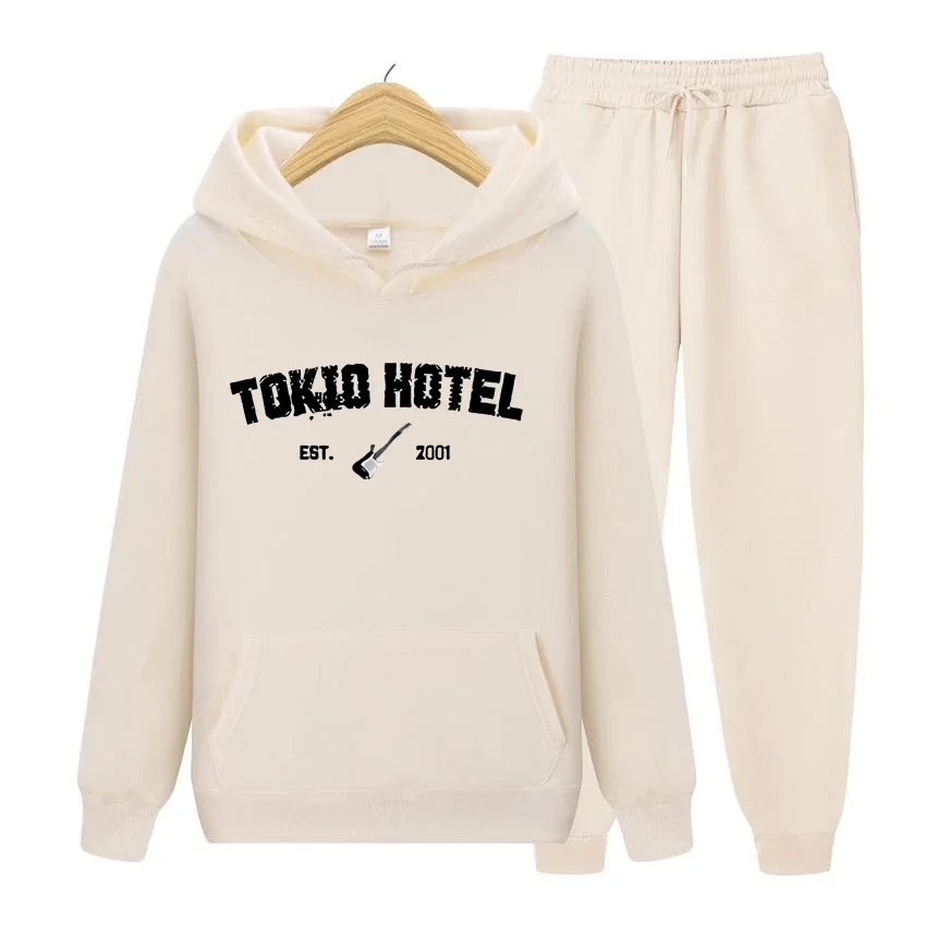 

Tokio Hotel Men Hoodie Set Rock Band Kaulitz Back Print Germany Black Tee Women Hoodie Set Plain Oversized Clothing