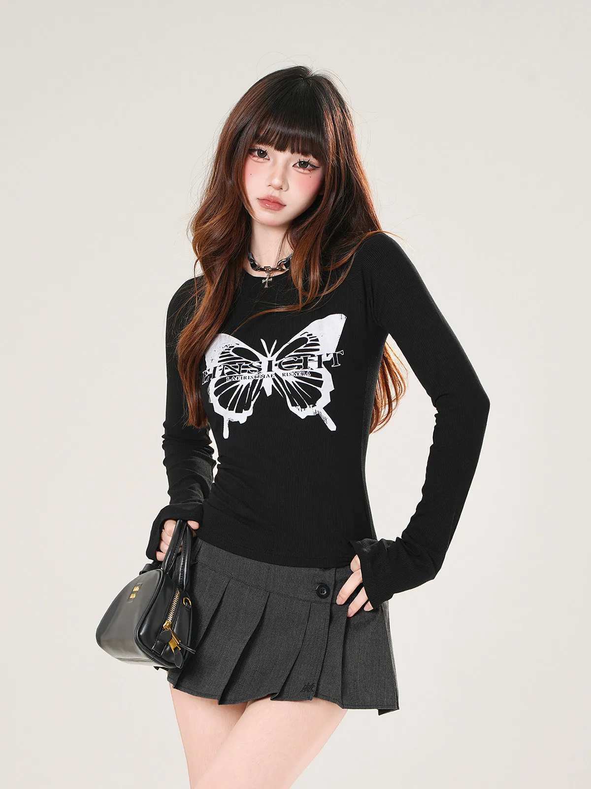 

High Quality Hot Selling Wholesale Spring Autumn New Long Sleeved Bow Printed Base Shirt Sexy Slimming Waist Top T-shirt Women