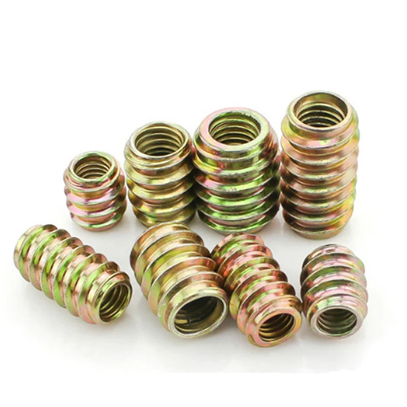 

Zinc Plated Wood Insert Nut M4 M5 M6 M8 M10 Unhead Through Hole Nut 10/50Pcs