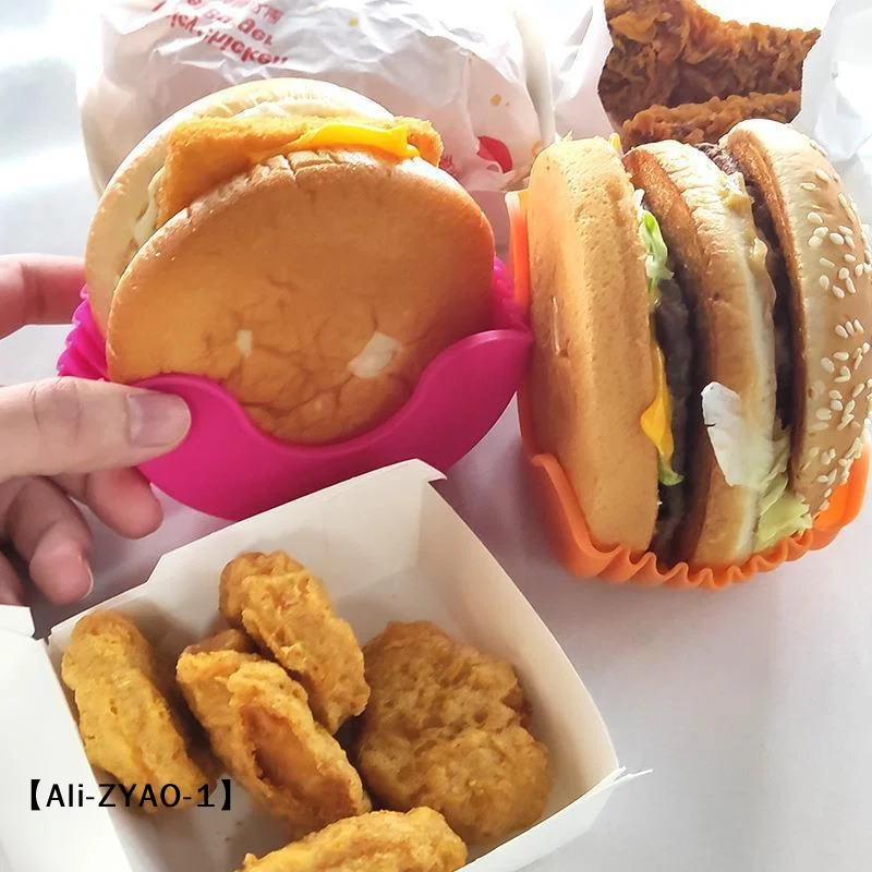 【O】Reusable Burger Rack Useful Gadgets Silicone Frame Burger Tool Holder Shelf Storage Kitchen Organizer Tools Dining Bar Home