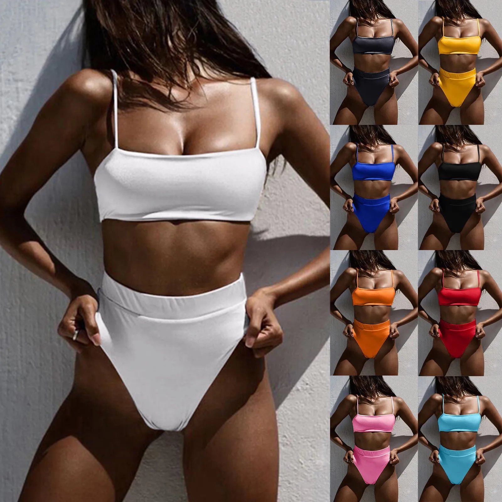 Sling Two Control Waisted High Women's Piece Swimwear Swimsuit Backless Bodysuit Thong Biquinis Brazilian Swiming Hawaii