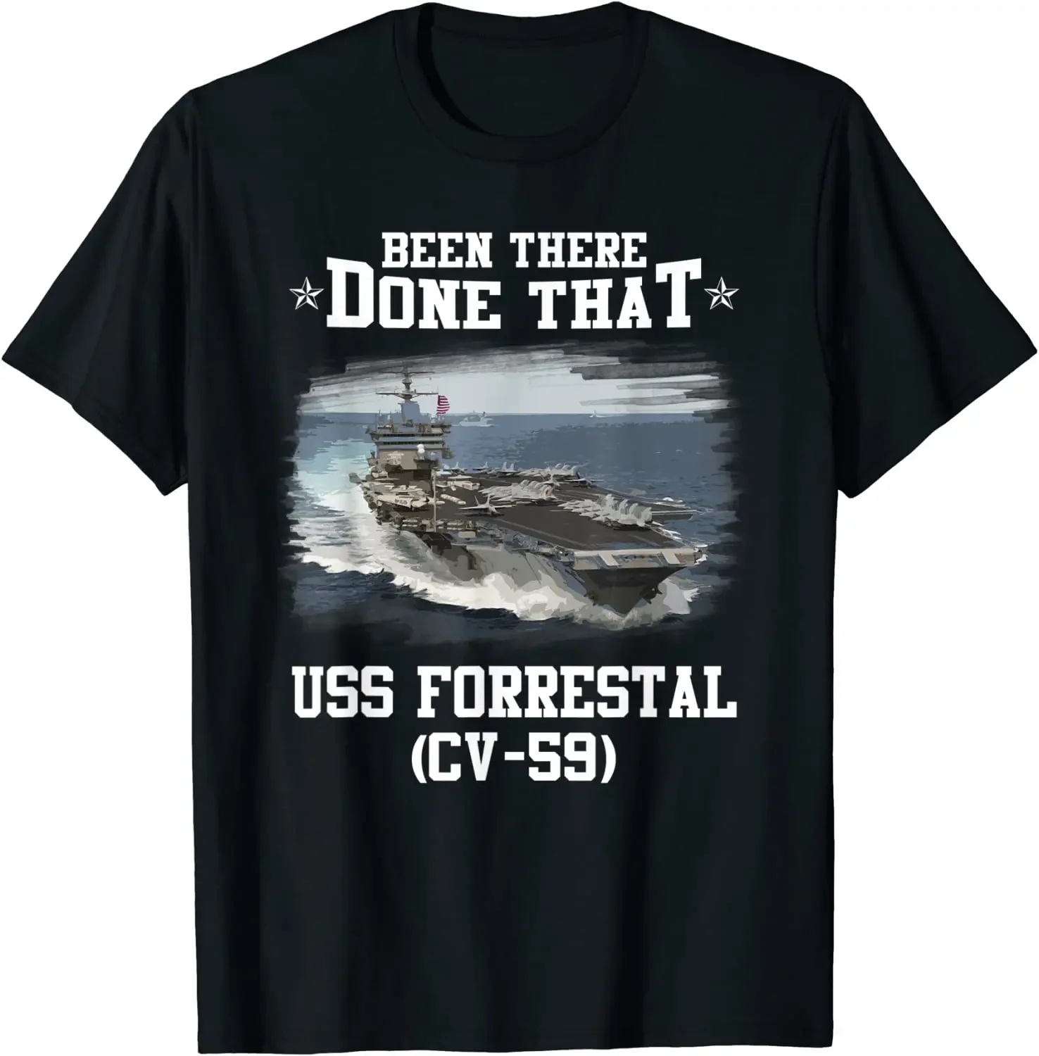 USS Forrestal CV-59 aircraft carrier Veterans Day T-Shirt 100% Cotton O-Neck Short Sleeve Summer Casual Mens T-shirt Streetwear