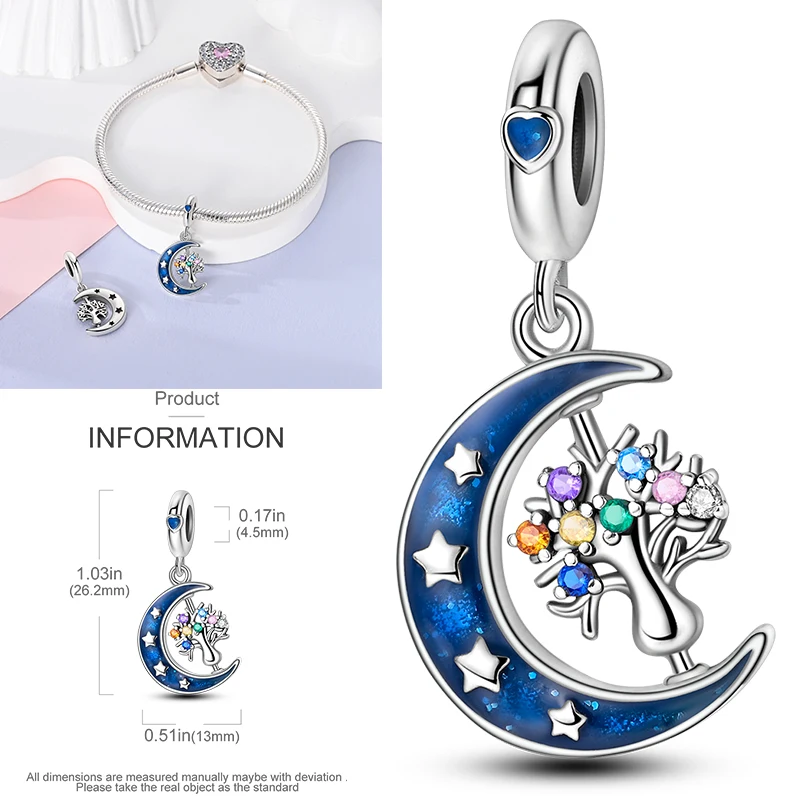 2025 رائجة البيع دلايات الخرزة 925 فضة مضاءة بالنجوم السماء القمر الشمس الأرض الكون سحر صالح الإسورة سوار قلادة DIY بها بنفسك مجوهرات #3