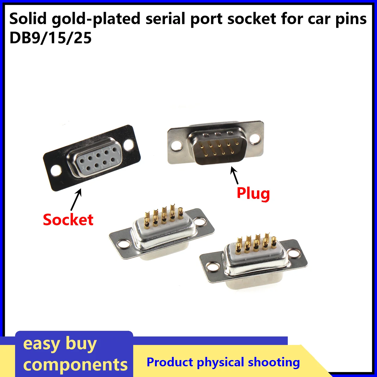 DB9 DB15 DB25 DB37 D-SUB 9 Pin Male Female Standard Solder Type 9P Connector DIP Mount Serial Port Adapter 2 Rows DB9 gold Pin