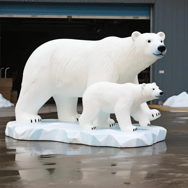 

Customizable size fiberglass polar bear sculpture outdoor decorations and ornaments resin material