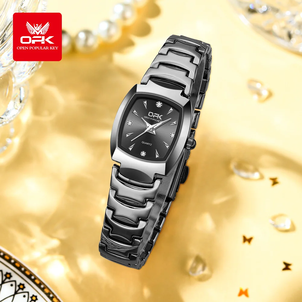 

OPK 8112 Женские кварцевые часы в форме бочонка со стальным ремнем Водонепроницаемые