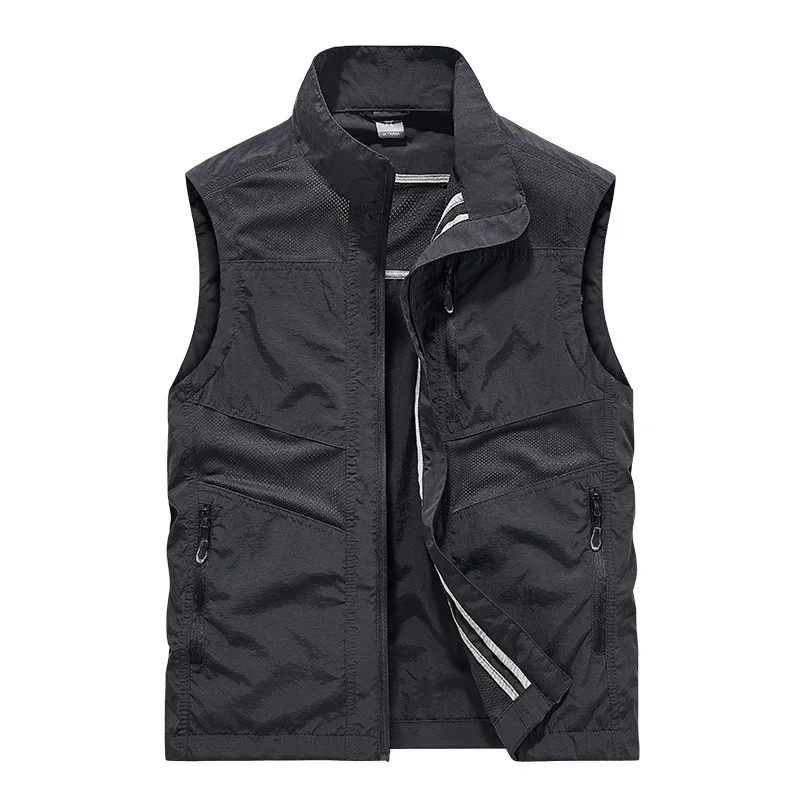New Summer Men Mesh Thin Casual Vests Coats Outdoor hidden pockets Sleeveless Jackets Men Breathable Quick-drying Waistcoats 4XL