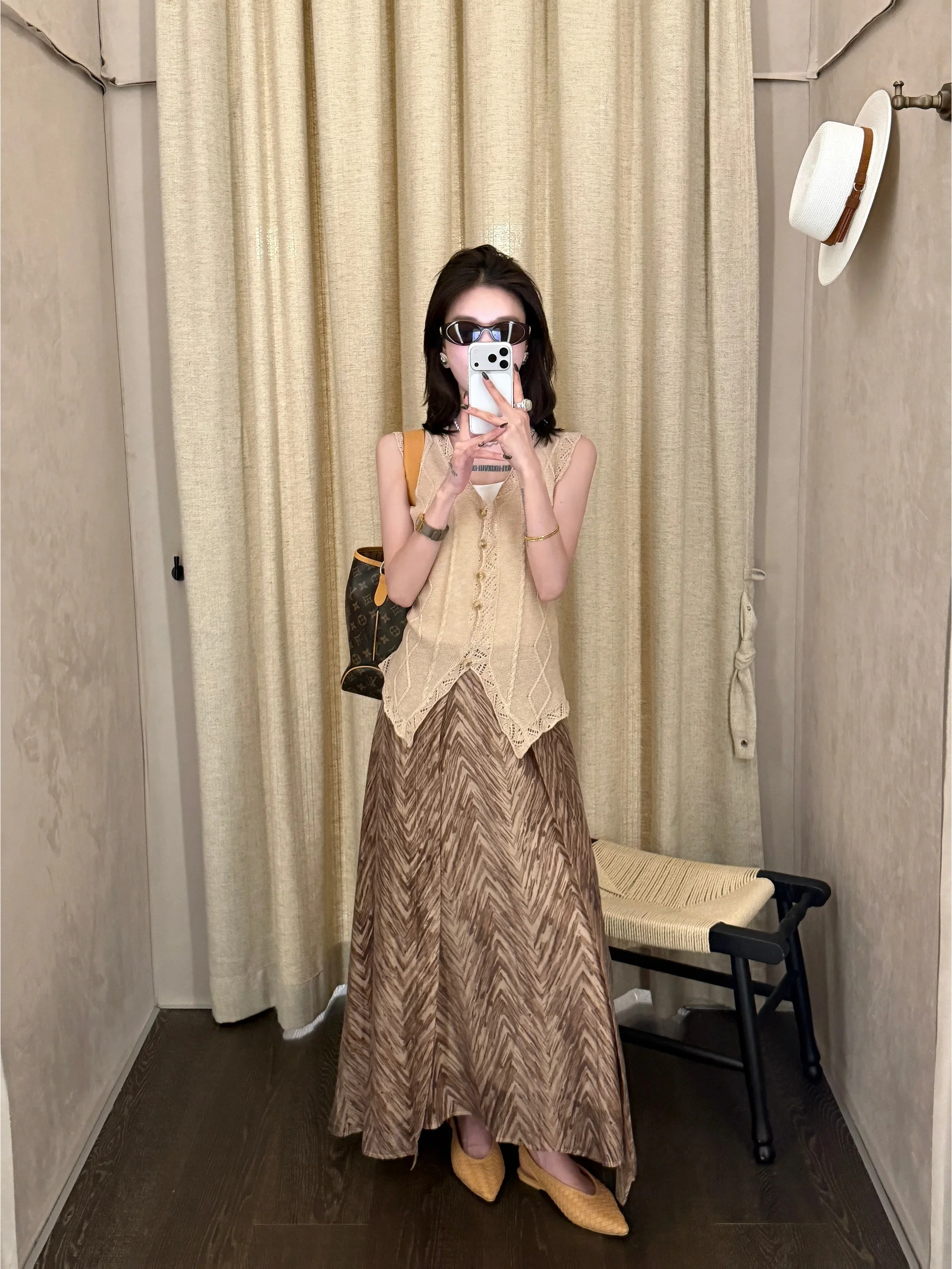 

Elegant High Waist A-Line Skirt with Double Layer Graceful Movement Atmosphere Sensation Semi-Long Skirt by KINSE·YUN
