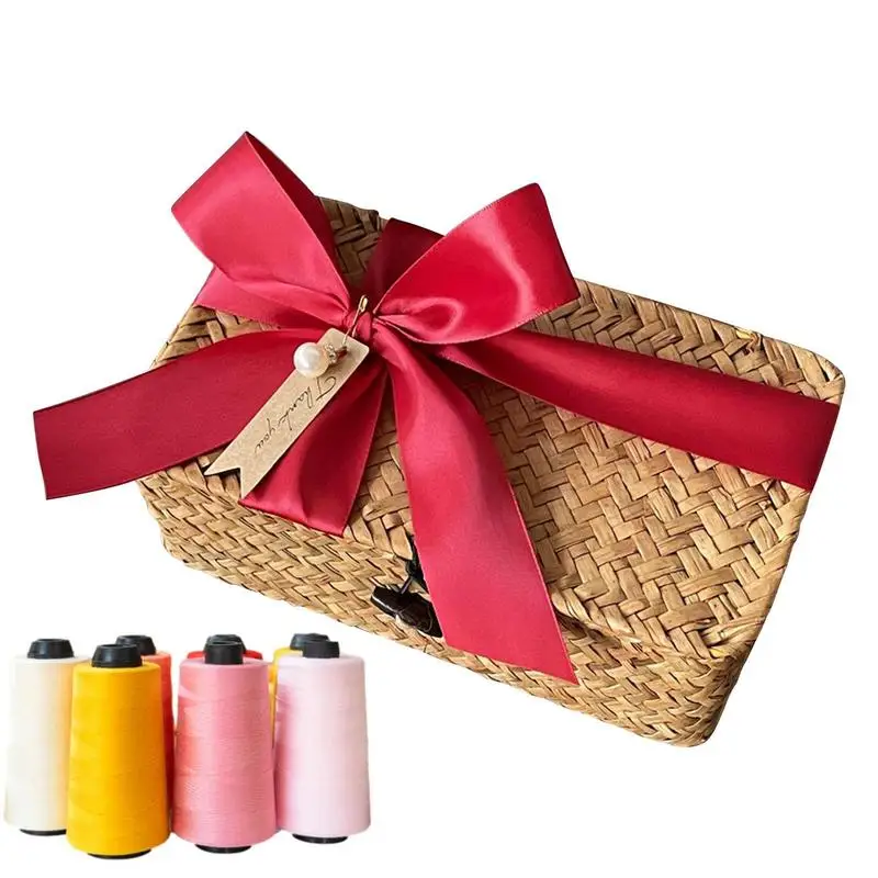 Mão Tecido Rattan Vime Cesta, Retangular Desktop Storage Box, Guarda-roupa e Prateleira