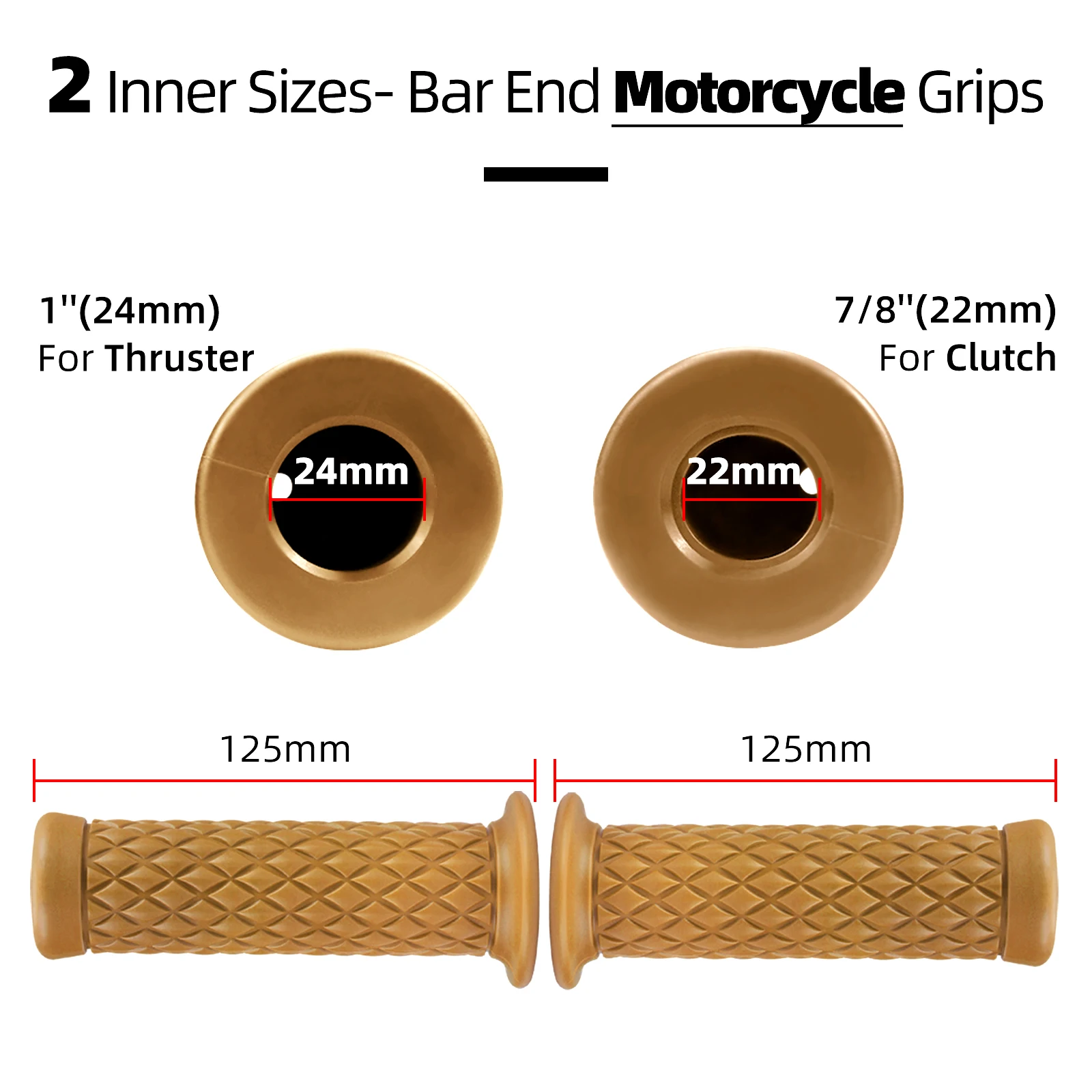 Universal Motorcycle Grips Non Slip Rubber Handle Bar End Grip 7/8\