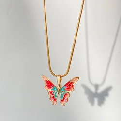 Princess Rainbow Fairy: Fantasy Wonderland Same Style Clavicle Chain Instagram Colorful Oil Dropping Butterfly Necklace
