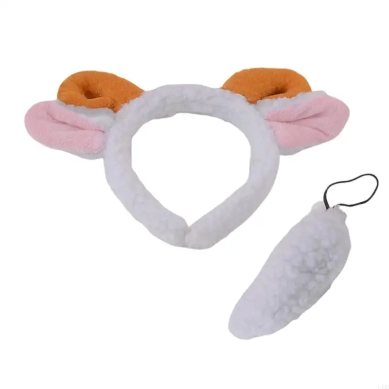Y3ne Mouton Costume Set Mouton Oreilles Bandon Tail Animal Mouton Cosplames Costumes Mouton Fancy Dishat Accessoires Adultes