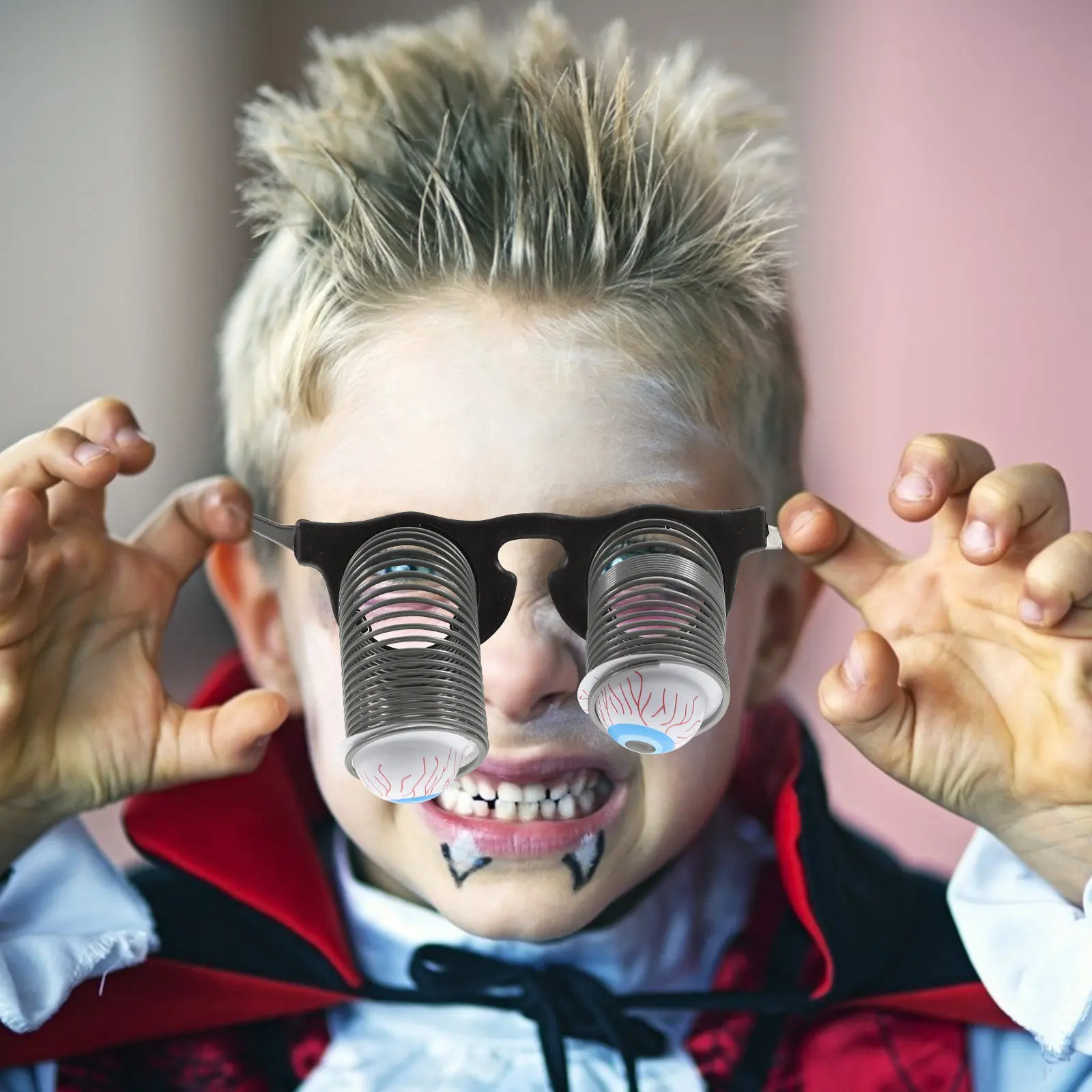 

Spring Loaded Drooping Eyeball Glasses Horror Costume Prop for Adults Children Frightening Prank Halloween Party Fun Scary