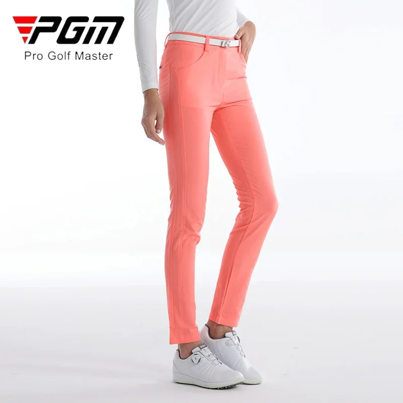 PGM Female Golf Pants Women High Waist Slim Trousers Ladies Quick Dry Anti-sweat Pants Breathable Side Pocket Golf Sweatpants