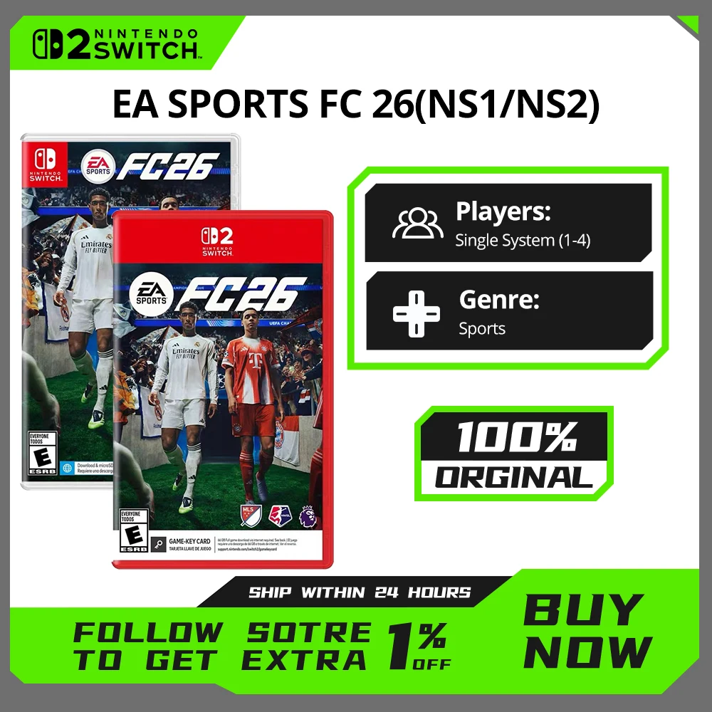 نينتندو سويتش - EASPORTS FC26 - البطاقة المادية للخرطوشة الأصلية لألعاب نينتندو سويتش NS1/ NS2